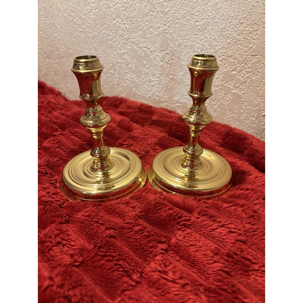 VTG Raleigh Licensed Colonial Williamsburg 16-20 Solid Brass Candlesticks 6x3